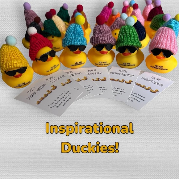 Rubber Duckies Set of 6 Mini Ducks Ducking Awesome Brave Enough Worthy Beautiful - Picture 2 of 11